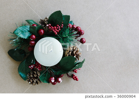 Christmas holiday ornaments on rustic background Christmas holiday ornaments on rustic background 36000904