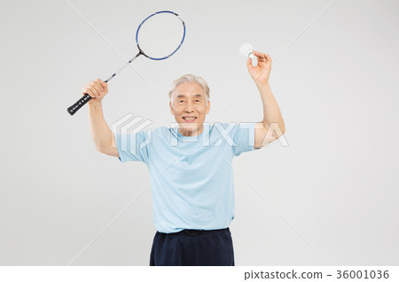 運動的健康老人,羽毛球老頭 運動的健康老人,羽毛球老頭 36001036