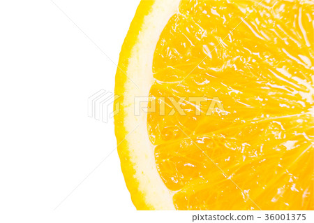 closeup slice of fresh orange isolated on white  36001375