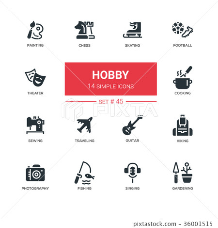Hobby - line design icons set Hobby - line design icons set 36001515