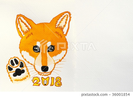Material for new year's cards, rooster, illustration of puppies 36001854