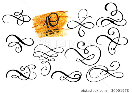 Vector set of calligraphic design flourish Vector set of calligraphic design flourish 36001978