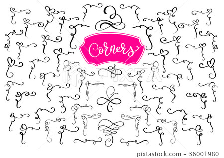 Hand drawn swirl and flourish corners Hand drawn swirl and flourish corners 36001980