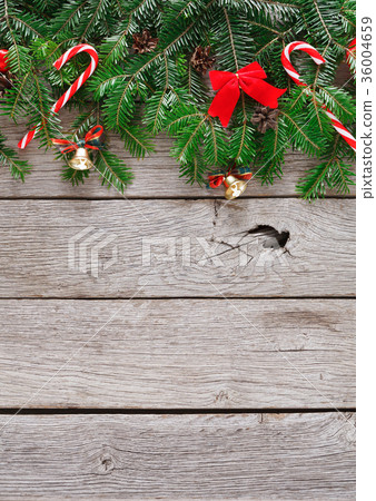 Christmas decoration, ornaments and garland frame Christmas decoration, ornaments and garland frame 36004659