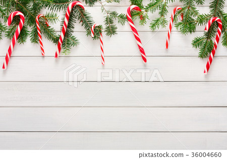 Christmas background with candies and fir tree 36004660