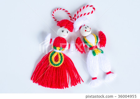 Bulgarian Martenitsa spring sign, white background 36004955