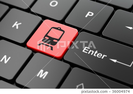 Travel concept: Train on computer keyboard 36004974