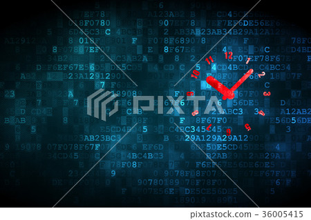Timeline concept: Clock on digital background 36005415