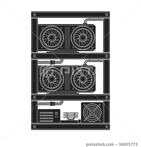 vector cryptocurrency mining farm illustration. vector cryptocurrency mining farm illustration. 36005773