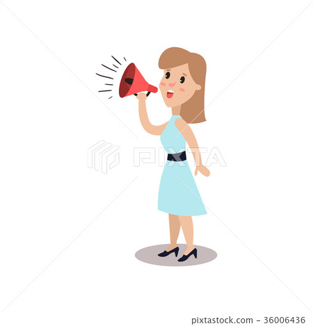 Man character shouting through loud speaker 36006436