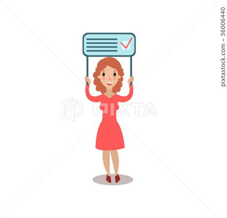 Young woman holding placard election voting Young woman holding placard election voting 36006440