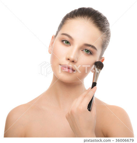 Young brunette woman with clean face. Girl perfect Young brunette woman with clean face. Girl perfect 36006679