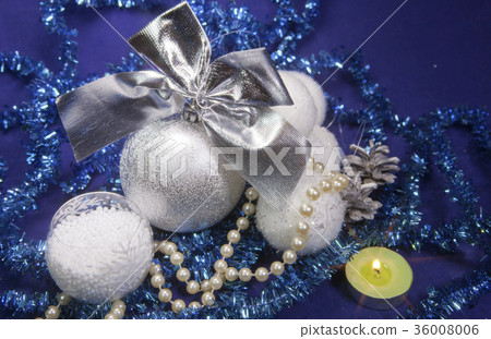 white fluffy beautiful New Year's balls, brilliant white fluffy beautiful New Year's balls, brilliant 36008006