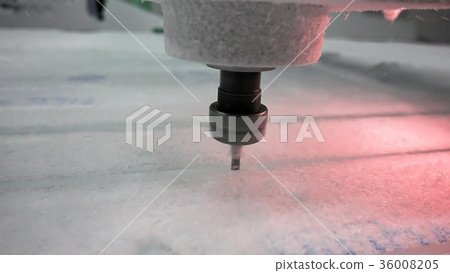 Milling cutter cuts plastic part on robotized line Milling cutter cuts plastic part on robotized line 36008205