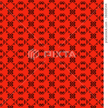 Ornamental seamless pattern. Black and red colors. 36008544