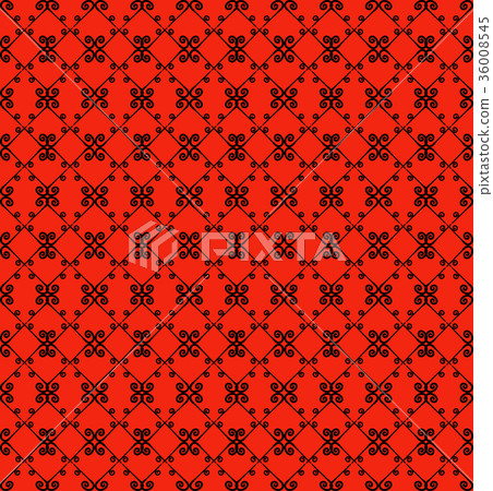 Ornamental seamless pattern. Black and red colors. 36008545
