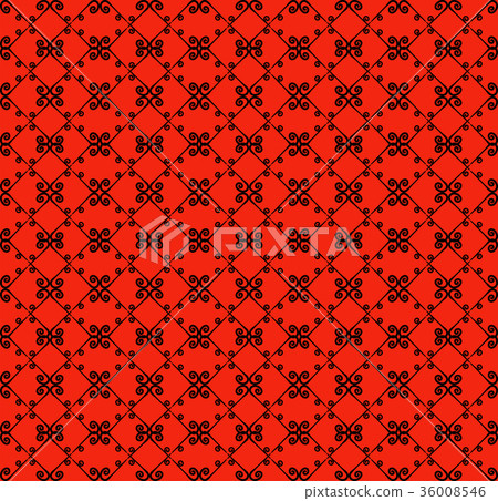Ornamental seamless pattern. Black and red colors. 36008546