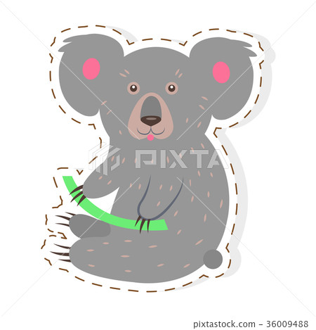 Cute Koala Cartoon Flat Vector Sticker or Icon 36009488
