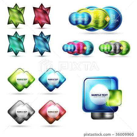 Glass and metal buttons or labels 36009960