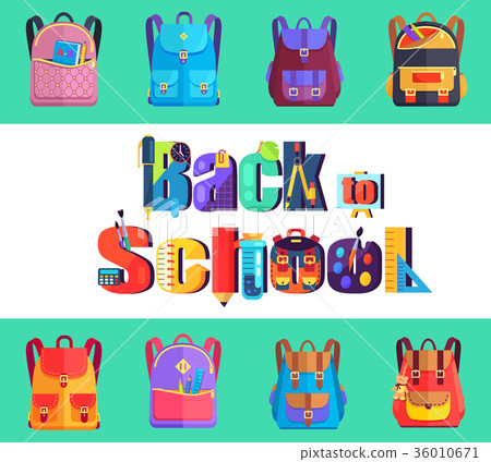 Back to School Poster with Rucksacks and Bags 36010671