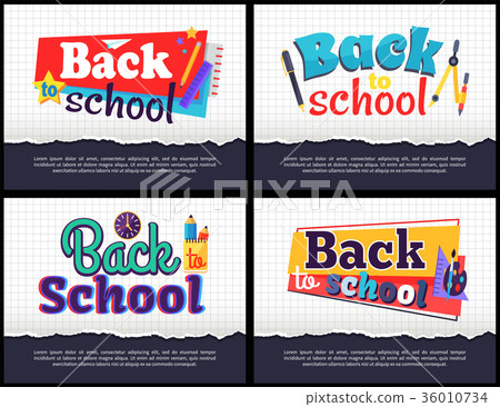 Back to School Collection of Colorful Stickers Back to School Collection of Colorful Stickers 36010734