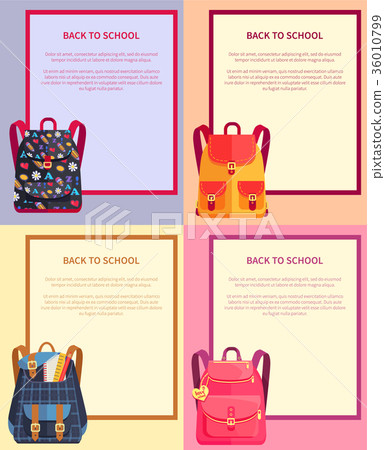 Back to School Banner with Text Backpacks Set 36010799