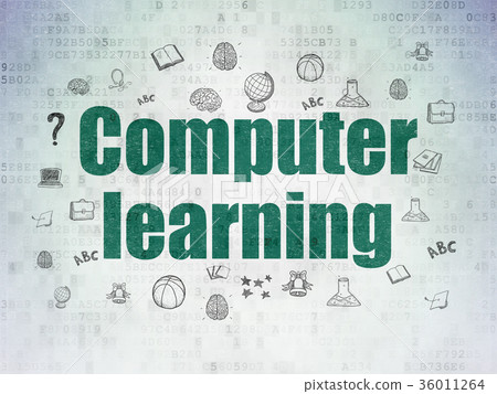 Studying concept: Computer Learning on Digital - Stock Illustration ...
