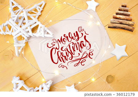 Text Merry Christmas, with christmas deoccrusties 36012179