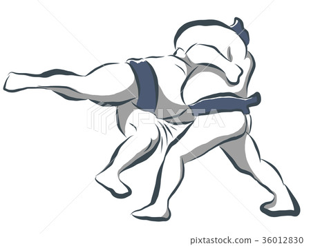 相撲摔跤例證手寫 36012830