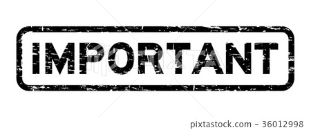 Grunge black important square rubber seal stamp 36012998