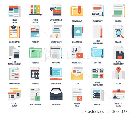 Files and documents flat icons 36013273