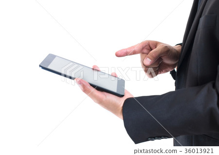 Businessman working with a digital tablet. Businessman working with a digital tablet. 36013921
