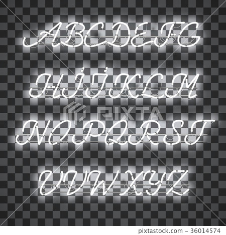 Glowing White Neon uppercase Script Font 36014574