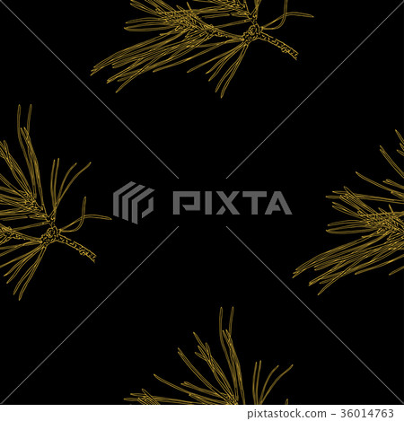 Golden fir branches decor seamless pattern Golden fir branches decor seamless pattern 36014763