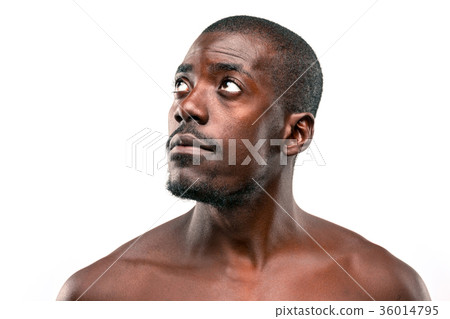 Positive thinking African-American man on brown Positive thinking African-American man on brown 36014795