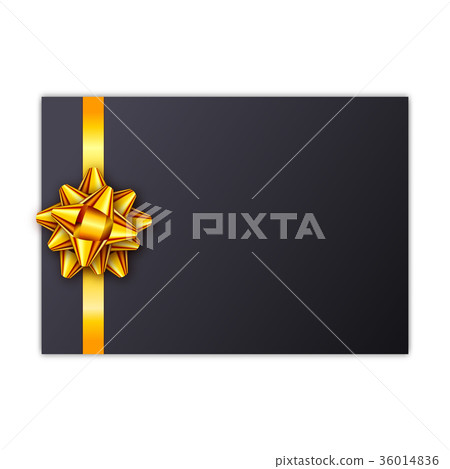 Black holiday gift card with golden ribbon and bow Black holiday gift card with golden ribbon and bow 36014836