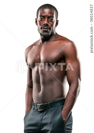 young afro american with naked torso isolated young afro american with naked torso isolated 36014837