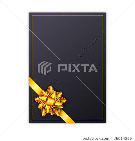 Black holiday gift card with golden ribbon and bow Black holiday gift card with golden ribbon and bow 36014839