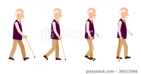 Old Man Process of Movement Colorful Vector Set 36015066