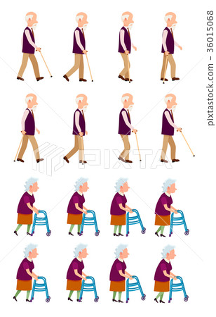Grandparents Grandpa and Grandma Isolated Set 36015068