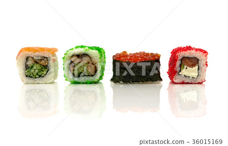 Japanese sushi on a white background. 36015169