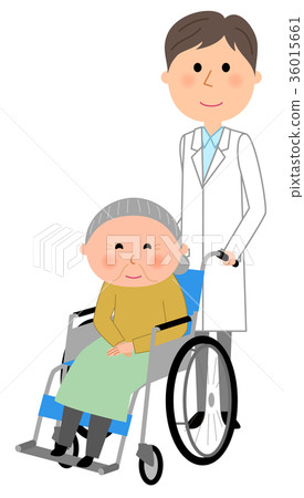 Male in white coat Wheelchair patient 36015661
