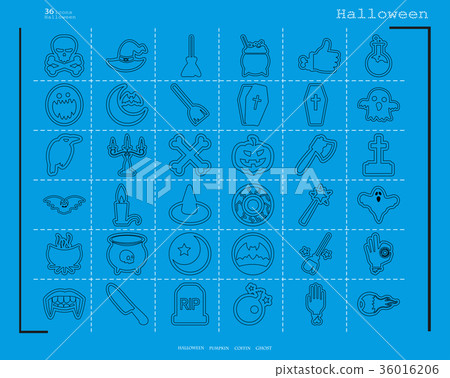 Collection of 36 halloween icons. Vector 36016206