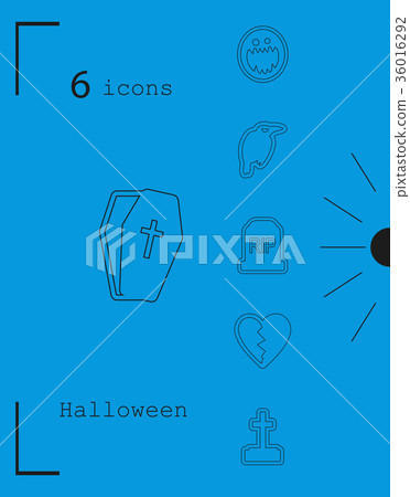Collection of 6 halloween icons. Vector 36016292