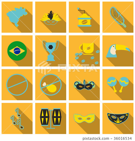 Brazil icons collection. Vector illustration with Brazil icons collection. Vector illustration with 36016534