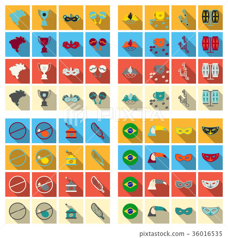 Brazil icons collection. Vector illustration with Brazil icons collection. Vector illustration with 36016535