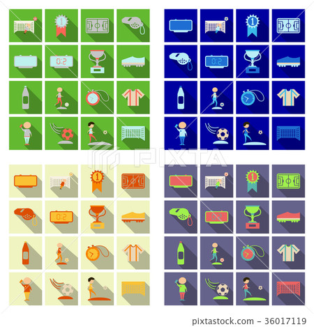 Set of football icons and equipments in flat style 36017119