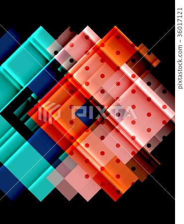 Colorful triangles and arrows on dark background 36017121