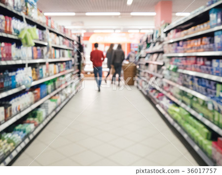 blurred supermarket aisle 36017757