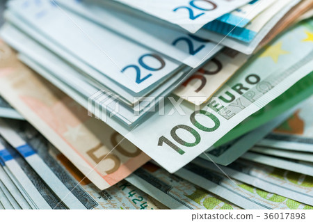 Euro and USA dollar money banknotes background Euro and USA dollar money banknotes background 36017898